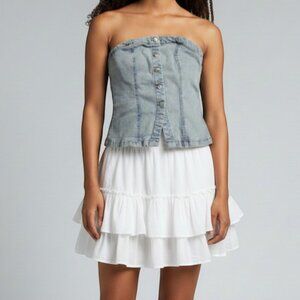 H&M Strapless Denim Corset Top | Small | Button Front Bustier